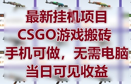 最新挂G项目，CSGO游戏搬砖，手机可做，无需电脑，当日见收益【揭秘】-网赚客广场