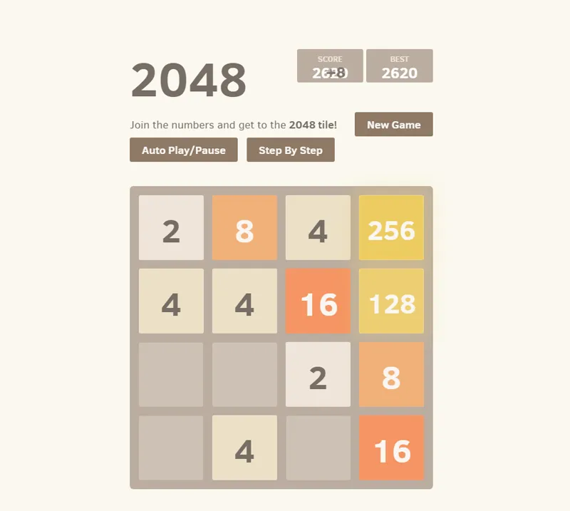 HTML+JS开发的2048方块游戏网页源码(带AI功能)-网赚客广场
